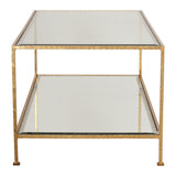 Worlds Away Gold Leaf Rectangular Coffee Table W Beveled Glass