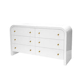 Worlds Away Waterfall Edge Chest With Fluted Drawer Front In White Lacquer