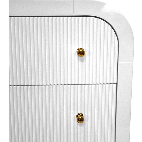 Worlds Away Waterfall Edge Chest With Fluted Drawer Front In White Lacquer