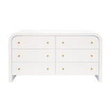 Worlds Away Waterfall Edge Chest With Fluted Drawer Front In White Lacquer