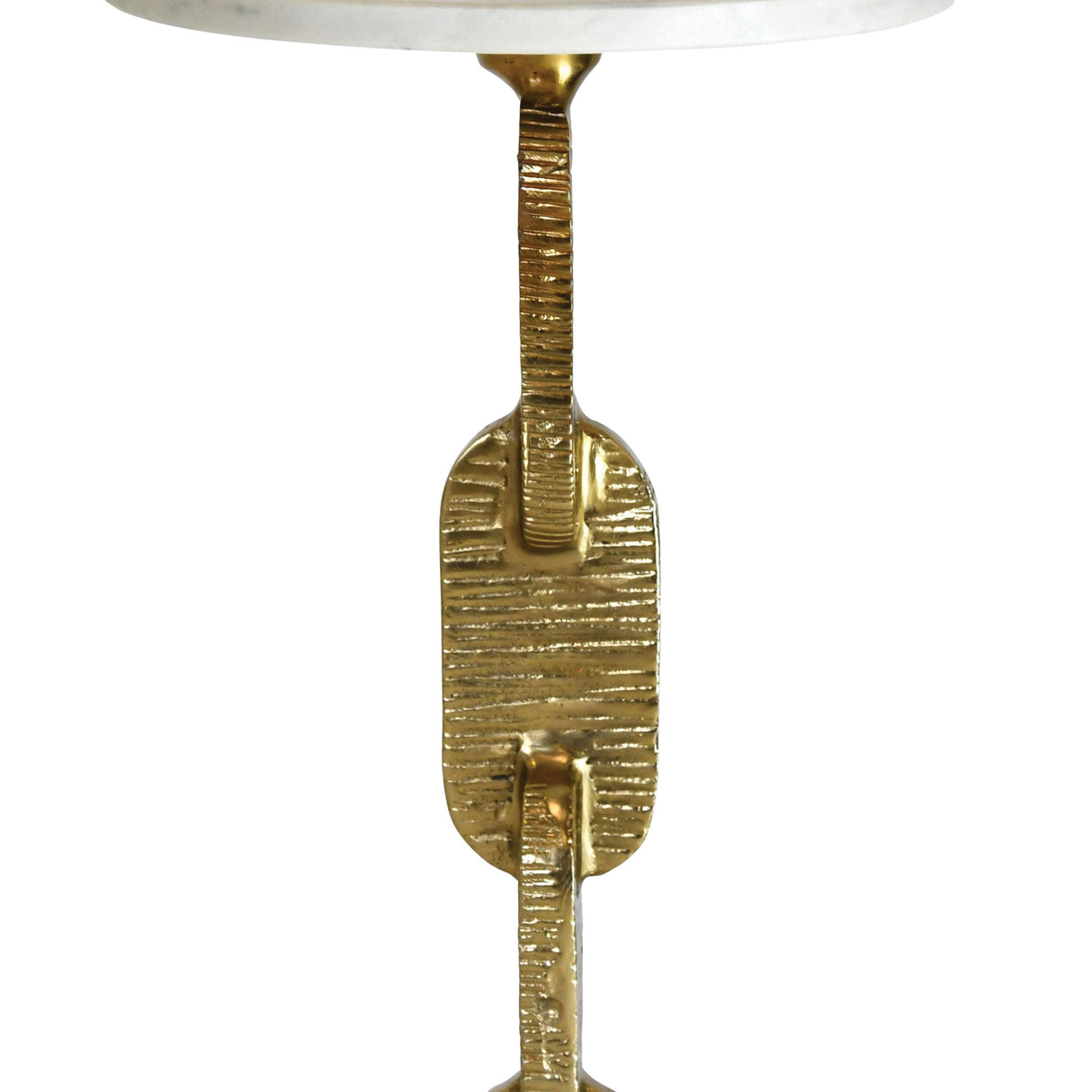 Worlds Away Round Cigar Table With Interlocking Hammered Brass Base And White Marble Top