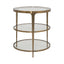 Worlds Away Three Tier Glass Top Round End Table In Antique Brass