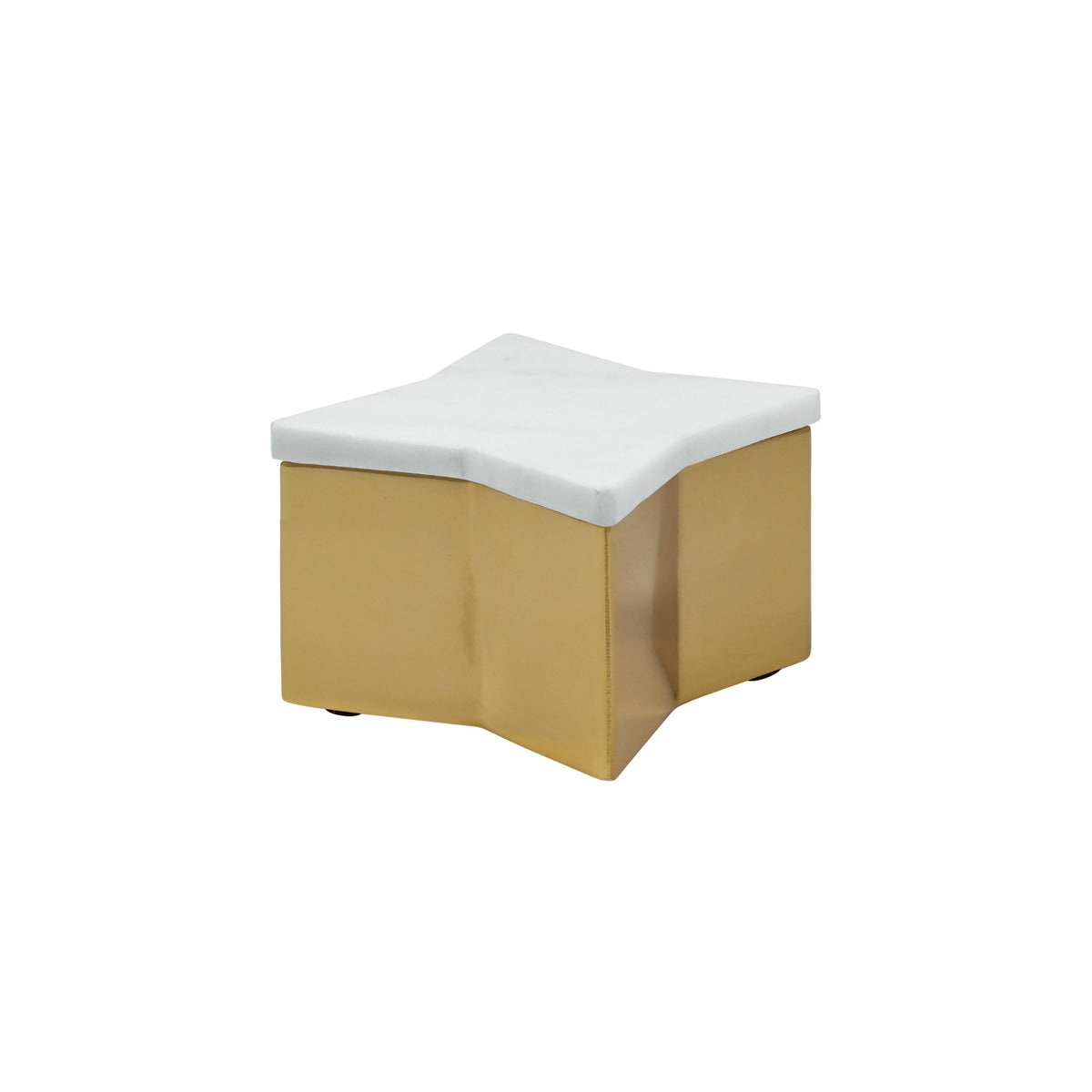 Worlds Away Small Star Box With White Marble Lid And Brass Base