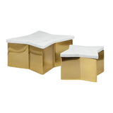 Worlds Away Small Star Box With White Marble Lid And Brass Base