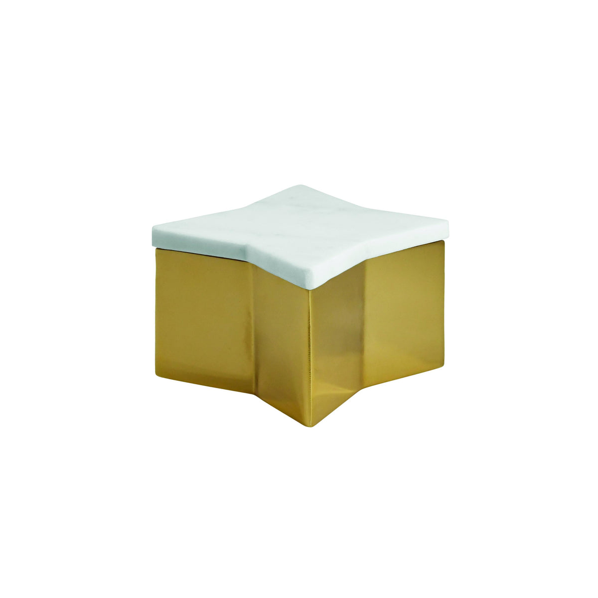 Worlds Away Small Star Box With White Marble Lid And Brass Base