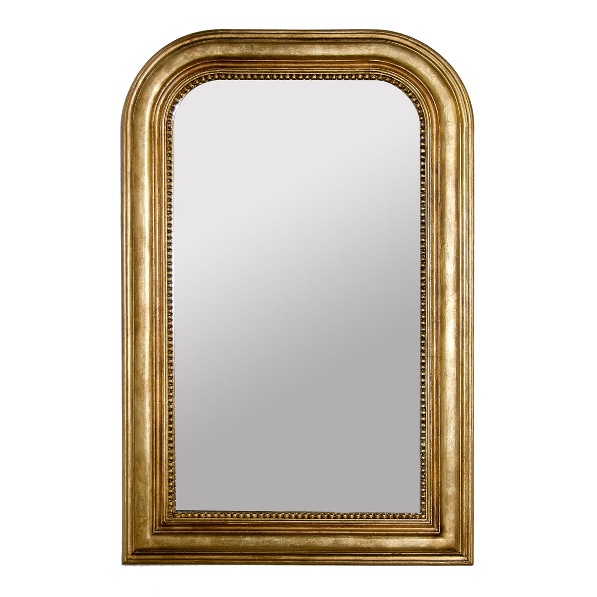 Worlds Away Hand Carved Gold Leaf Curved Top Rect Mirror