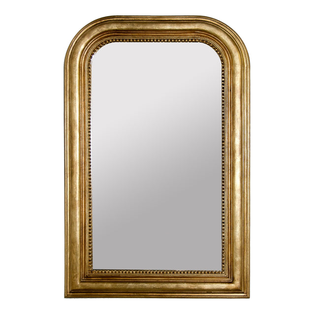 Worlds Away Hand Carved Gold Leaf Curved Top Rect Mirror