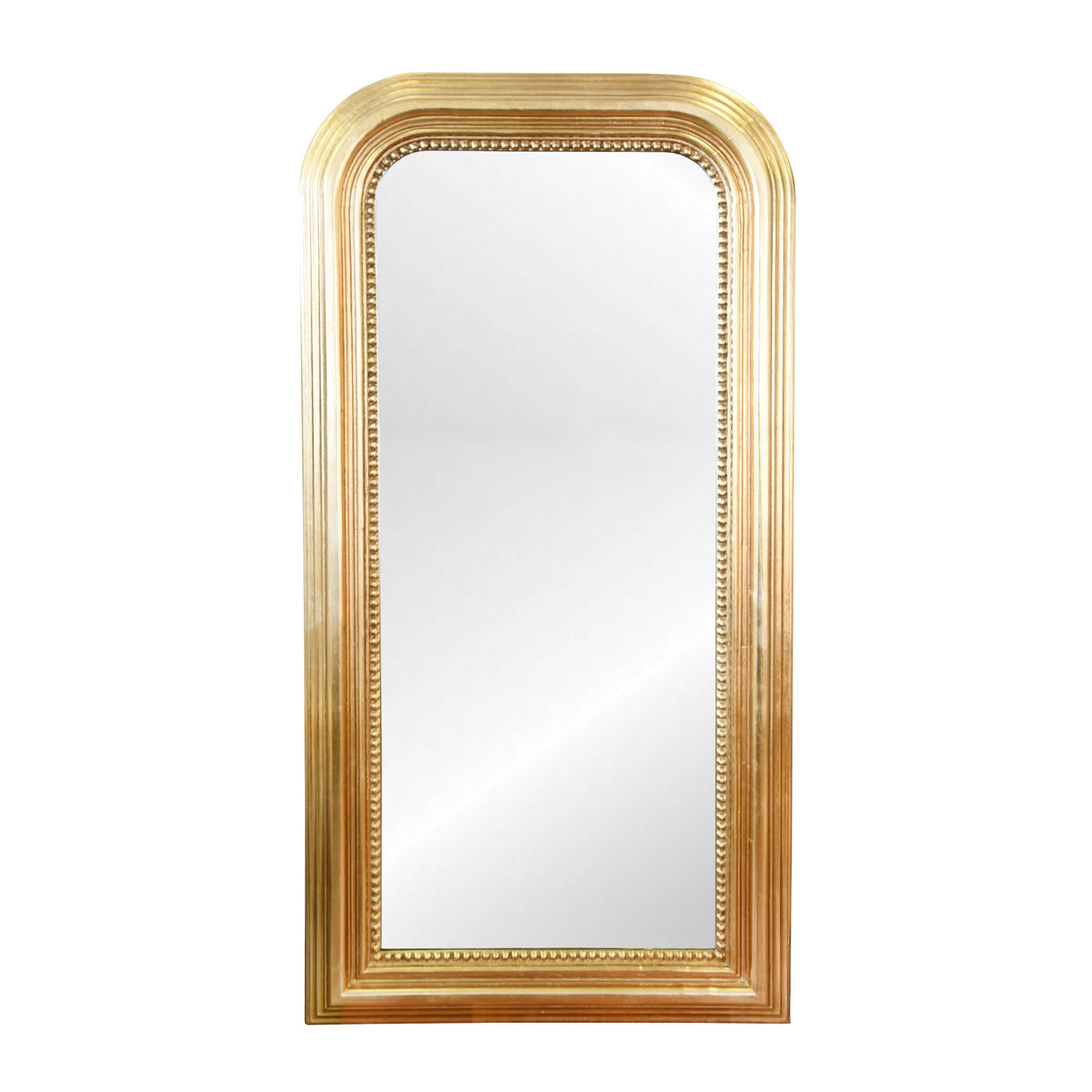 Worlds Away Hand Carved Gold Leaf Curved Top Rect Mirror