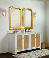 Worlds Away Hand Carved Gold Leaf Curved Top Rect Mirror