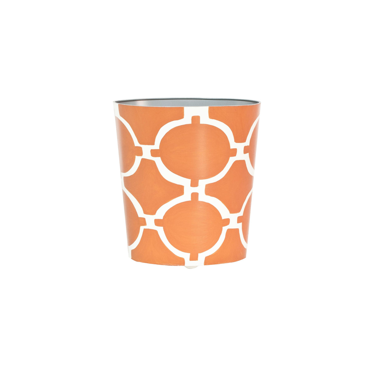 Worlds Away Oval Wastebasket Orange/Cream