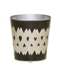 Worlds Away Oval Wastebasket Black And Silver Argyle