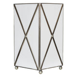 Worlds Away White Glass Xhatch Wastebasket