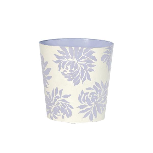 Worlds Away Oval Wastebasket Lavender/Cream Floral