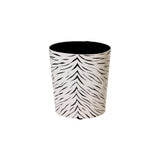 Worlds Away Black And Cream Animal Print Wastebasket