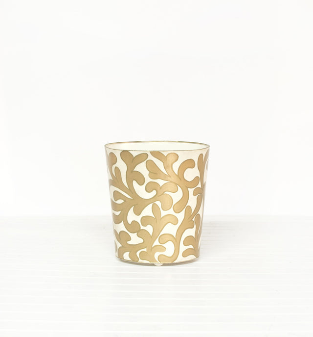 Worlds Away Oval Wastebasket Gold/Cream