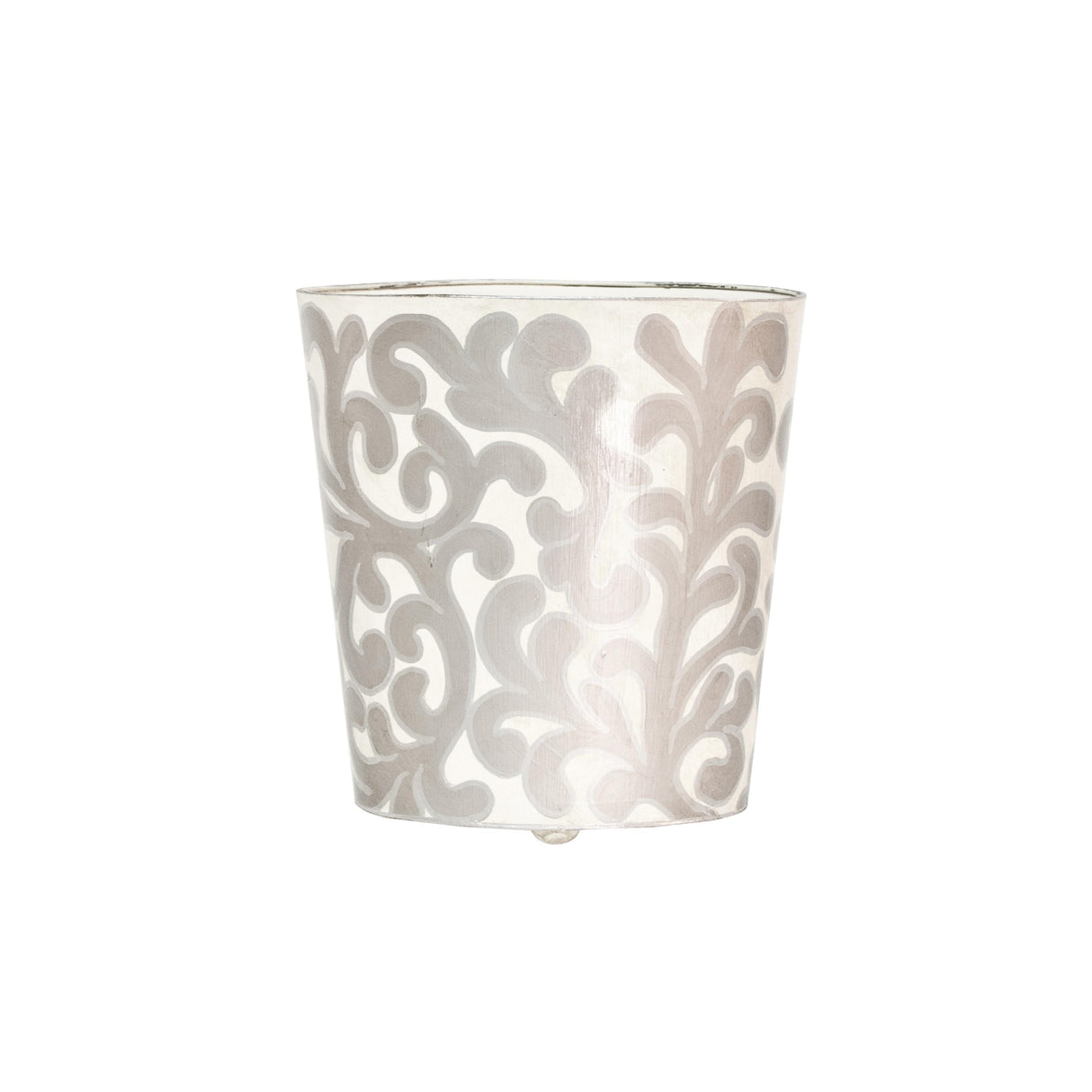 Worlds Away Oval Wastebasket Slvr/Cream