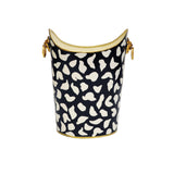 Worlds Away Oval Wastebasket With Lion Handles In Black Leopard