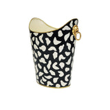 Worlds Away Oval Wastebasket With Lion Handles In Black Leopard