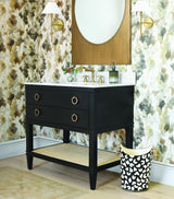 Worlds Away Oval Wastebasket With Lion Handles In Black Leopard