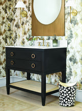 Worlds Away Oval Wastebasket With Lion Handles In Black Leopard