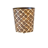 Worlds Away Oval Wastebasket Gold Lf/Brn Ptrn