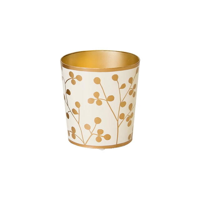 Worlds Away Gold And Cream Wastebasket