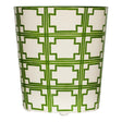 Worlds Away Oval Wastebasket Cream/Green Sqrs