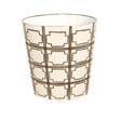 Worlds Away Oval Wastebasket Cream/Brn Sqrs