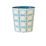 Worlds Away Oval Wastebasket Cream/Turq Sqrs