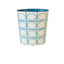 Worlds Away Oval Wastebasket Cream/Turq Sqrs
