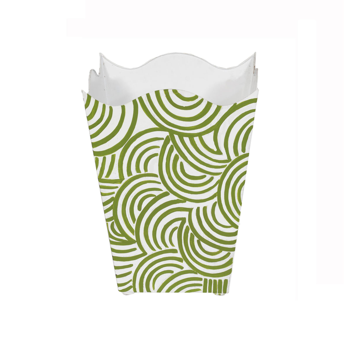 Worlds Away Square Wave Top Wastebasket, Style:Breaker, Color:Green