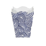 Worlds Away Square Wave Top Wastebasket, Style:Breaker, Color:Navy