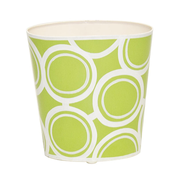 Worlds Away Oval Wastebasket Green And Cream Bubble Design