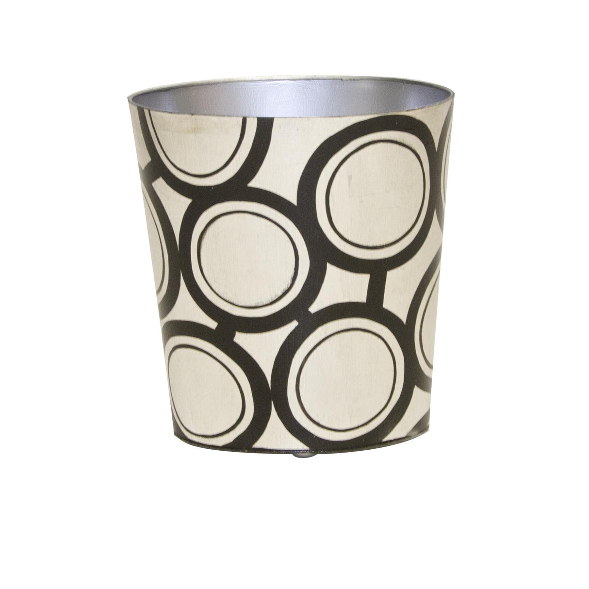 Worlds Away Oval Wastebasket Black And Silver Bubble Design
