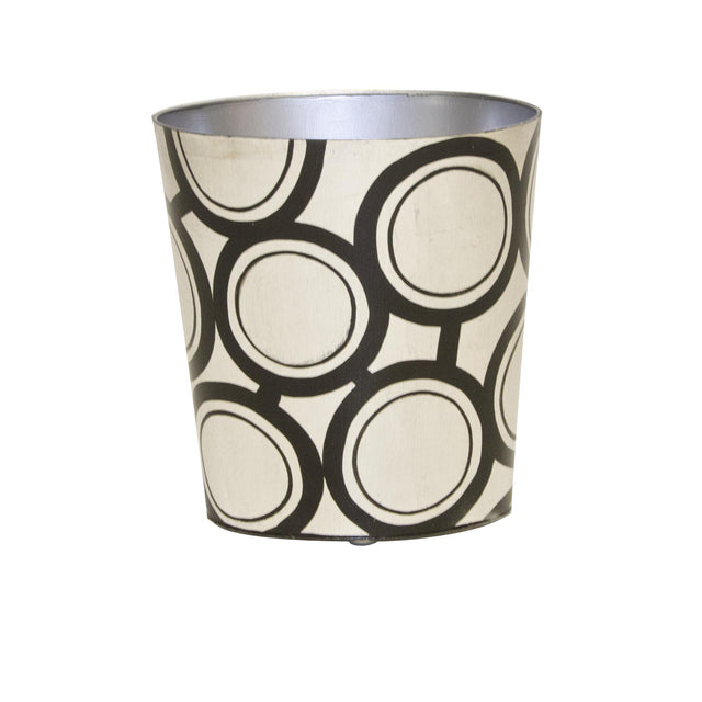 Worlds Away Oval Wastebasket Black And Silver Bubble Design