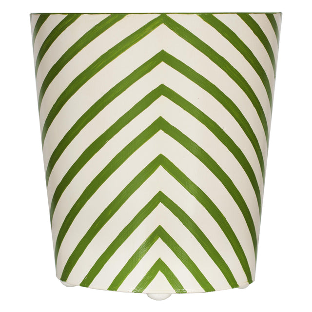 Worlds Away Oval Wastebasket Zebra Green/Cream