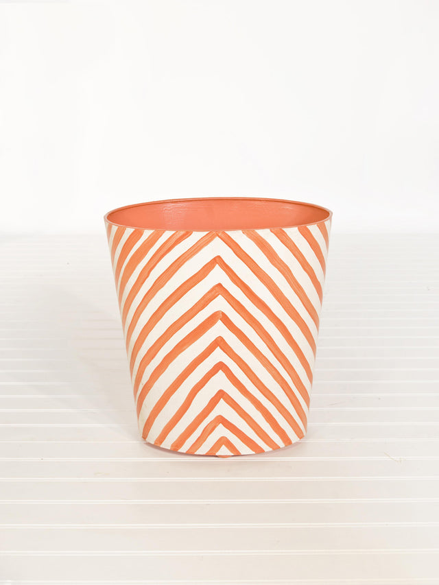 Worlds Away Oval Wastebasket Zebra Orange/Cream