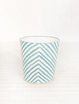 Worlds Away Oval Wastebasket Zebra Turq/Cream