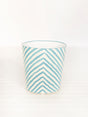 Worlds Away Oval Wastebasket Zebra Turq/Cream