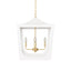 Worlds Away Modern Pagoda Lantern With Four Light Gold Leaf Cluster, Body In White Powder Coat