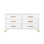Worlds Away Six Drawer Chest With Rattan Wrapped Handles In Matte White Lacquer