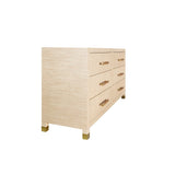 Worlds Away Six Drawer Chest With Rattan Wrapped Handles In Natural Grasscloth