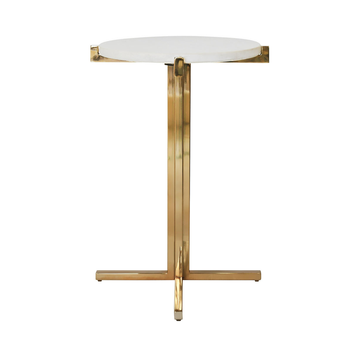 Worlds Away Round Side Table With Brass X Base And White Marble Top