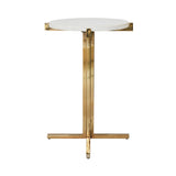 Worlds Away Round Side Table With Brass X Base And White Marble Top