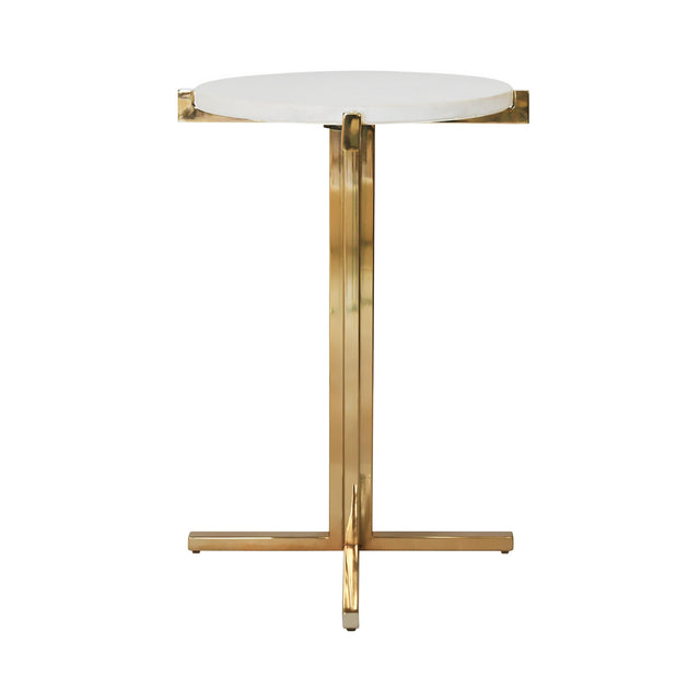 Worlds Away Round Side Table With Brass X Base And White Marble Top