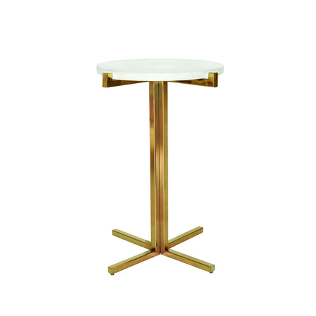 Worlds Away Round Side Table With Brass X Base And White Marble Top