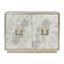 Worlds Away Ant Mirror 2 Dr Cabinet W/ Champ. Silver Lf Detailing
