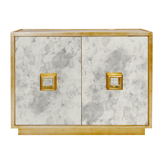 Worlds Away Ant Mirror 2 Door Cabinet With Gold Leaf Detailing