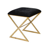 Worlds Away "X" Stool, Gold W Blk Velvet