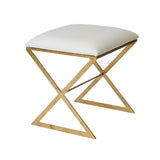 Worlds Away "X" Stool, Gold W Cream Ostrich